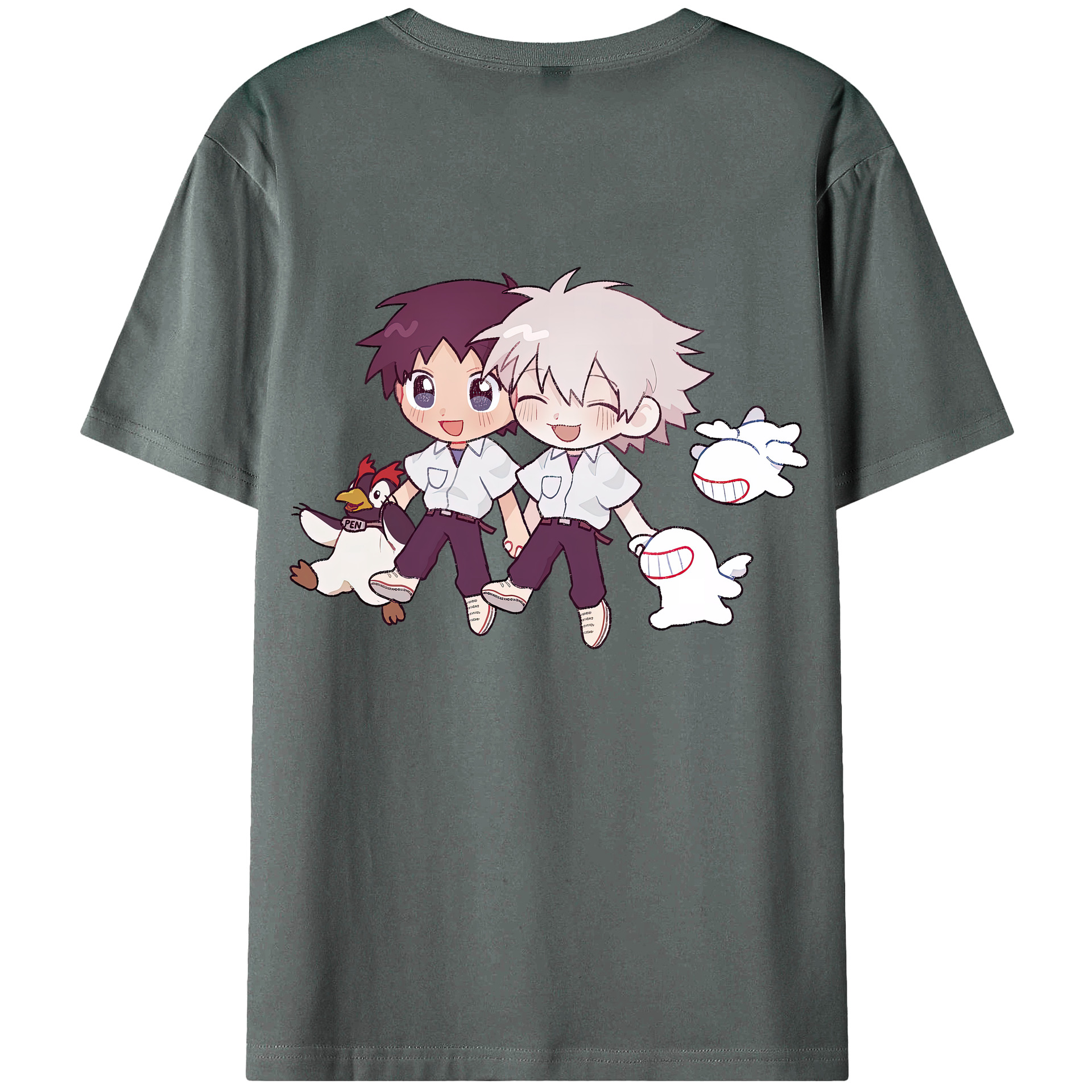 （画像用） EVA 新世紀エヴァンゲリオン 綿100％ メンズ半袖Tシャツ（バックプリント） 通気性